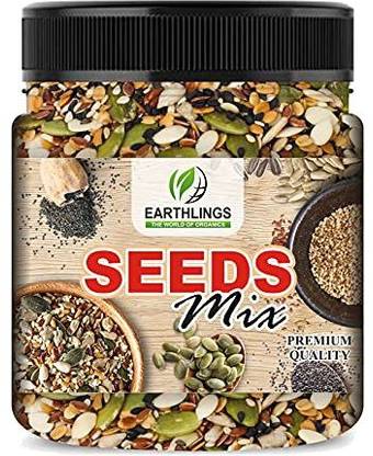 EARTHLINGS Roasted Seeds Mix Breakfast Seed Mix Rich in Protein & Fibre Superfood Mix Mixed Seeds, Pumpkin Seeds, Sunflower Seeds, Roasted Flax Seeds, Watermelon Seeds