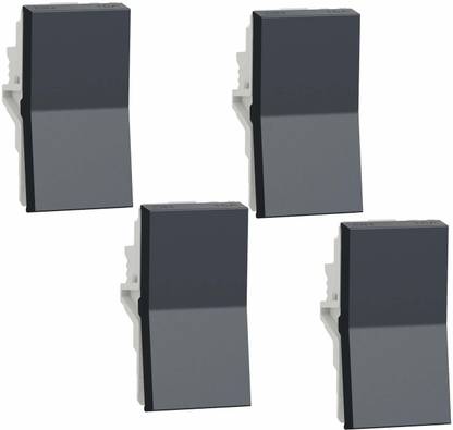 Schneider Electric Unica Pure-16AX 1 Way Switch, Grey (Pack of 4) 3 A One Way Electrical Switch