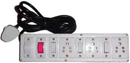 supriya led 3 socket ,3 switch, 1indicater,1 fuse, cable 1.5 mm, 1 plug (2 miter wair) Wall Plate