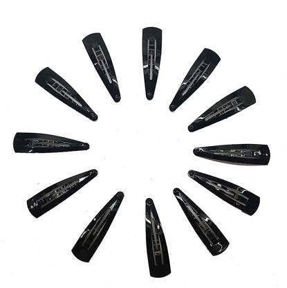 Myra Collection Regular Plain Black Tik Tak Clips set of 12 Tic Tac Clip