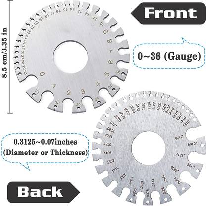 uptodatetools Wire Gage Measurement Tool Wire Measuring Ruler Dual-Sided Round Wire Cable Sheet Gage- Stainless Steel Metal Multiple Unit Measuring Wheel