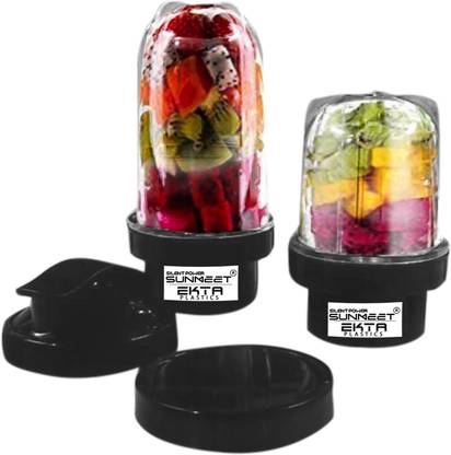 Silentpowersunmeet Bullet Jar for Mixer Grinder Combo of 2 Jar (530 ML, 350 ML) with gym sipper cap Mixer Juicer Jar