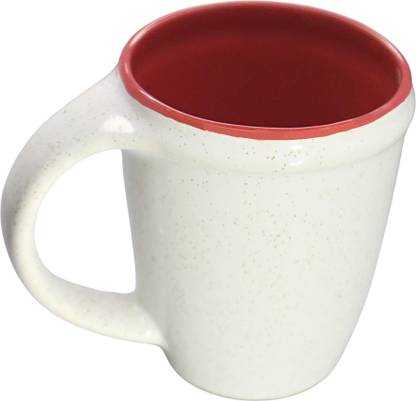Malaikah Dotted White & Red Conical Glossy Ceramic Coffee Ceramic Coffee Mug
