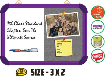 Sunway Display System NON MAGNETIC board 3*2 feet, PURPLE Aluminium FRAME(STONE) Board CORK Bulletin Board