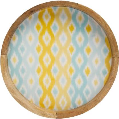 EK by EKTA KAPOOR Rangeen Ikat Multi Color Enamel Print Wooden Serving Tray Tray
