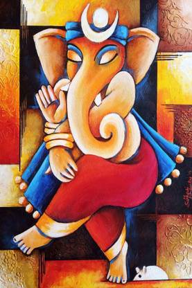 ganesh ji painting on fine art paper 13x19 Fine Art Print