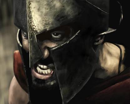 Movie 300 Spartan Warrior Helm Gerard Butler Print Poster on 13x19 Inches Paper Print