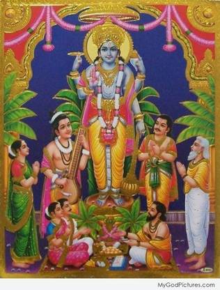 vishnu ji Bhagwan poster on fine art paper 13x19 Fine Art Print