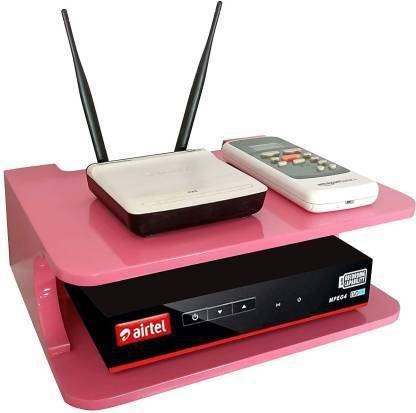 HSC Enterprises Setup Box Stand / Holder / Wifi Holder Wooden Wall Shelf