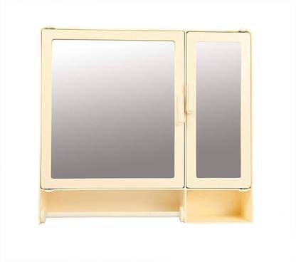 Epraiser ABS Unbreakable Z-BF 110 Bathroom Double Mirror Double Door Cabinet With Storage Chest / Shelves & Extra Towel Rod,17"X4"X16" Plastic Wall Shelf