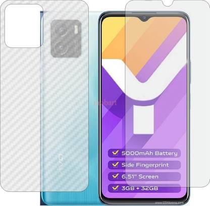 MOBART Front and Back Tempered Glass for VIVO Y15A (Front Matte Finish & Back 3d Carbon Fiber)