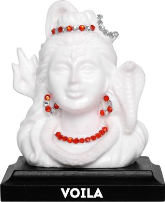 VOILA Lord Shree Shiv Ji Car Dashboard Idol Poly Marble 8x7x5 Decorative Showpiece  -  8 cm