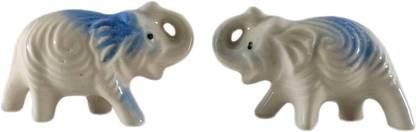 SHREE GANESH ENTERPRISES Small Decorative Ceramic Statue - Embossed Swirl Design Elephant Figurine Decorative Showpiece  -  5.5 cm