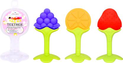 The Little Lookers ™ BPA Free Fruit Shaped Silicone Teether/Nibbler/Feeder/Teether for Babies (Saver Pack of 3) Teether