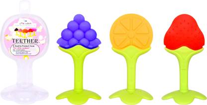 The Little Lookers ™ BPA Free Fruit Shaped Silicone Teether/Nibbler/Feeder/Teether for Babies (Saver Pack of 3) Teether