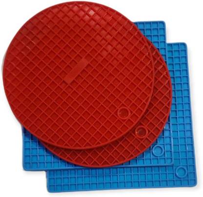 MoldBerry Multipurpose Square&Round Trivet Mat for Kitchen Hot Plate Stand 4pcs Multicolor Square & Round Shape Trivet mat in Multi-color Trivet