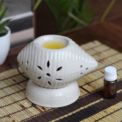 Jimkia Diffuser Set Ceramic Electric Diffuser Sea Shell Oil Warmer Lamp With 10 ml Rose Aroma Oil, Diffuser Set Diffuser Set Ceramic Electric Diffuser Sea Shell Oil Warmer Lamp With 10 ml Rose