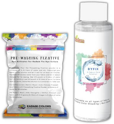 KADAM DyFix + Prewash Fixative Powder Combo for Tie Dye Colors, fabric colour fixer