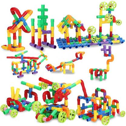 Pulsbery Multicolored Pipe Building Blocks for Kids (BS1010/85 Piecee)