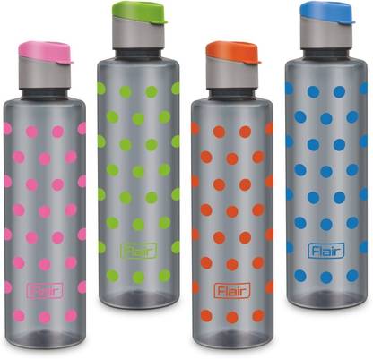 FLAIR POLKA PET BOTTLE WITH FLIPTOP SET OF-4 1000 ML 1000 ml Bottle