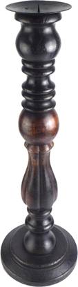 Global Art Traders Rustic Design Home Décor Tall Candle Stand, Tabletop Décor Candle Holder Wooden 1 - Cup Candle Holder