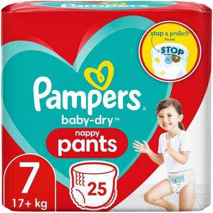 Pampers Diaper Pants, Size 7 (17+ Kg), Keeps Skin Dry, Soft & Comfortable To Wear - L