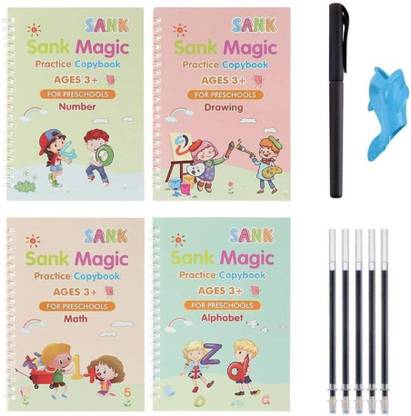 MB-19,Magic Practice book For Kid Calligraphy,homeschool,supplies 4book+10refill