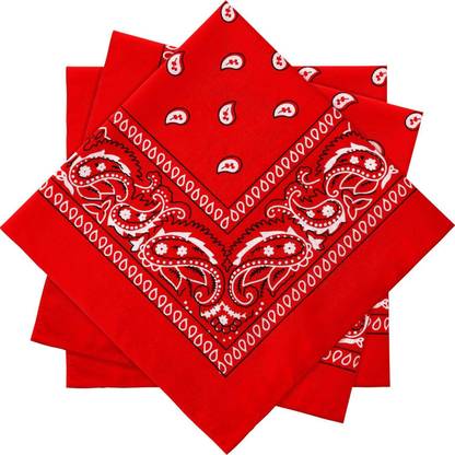 Bismaadh Paisley Unisex Bandana Scarf Men & Women Head Scarf Neck Scarves Bandana ["Red"] Handkerchief
