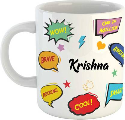 Impresion Krishna Coffee Cup Gift for Daughter, Son, Sister, Brother, Name -Krishna Ceramic Coffee Mug