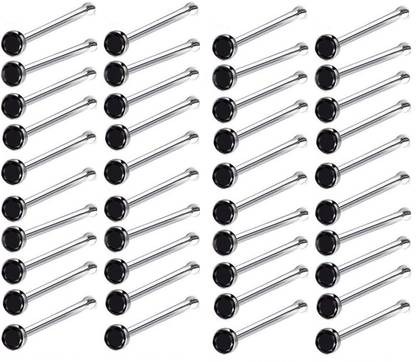 THANU'S CRAFT Cubic Zirconia, Crystal, Onyx Black Silver Plated Sterling Silver Nose Ring Set