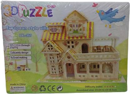 Trade Globe 3D Puzzle Toy for Kids 4 Sheets Mind Game (European Style Villa)