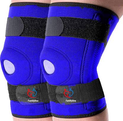 Family Line Open Patella Brace without Hinge Knee Support-1 Pair, Blue (Free Size, Black ) Knee Support