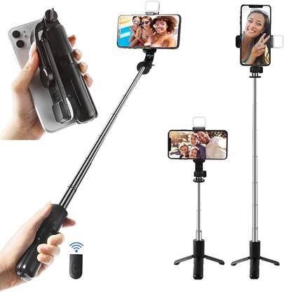 GLAMPANDA Bluetooth Wireless Remote LED Selfie Stick R1s Compatible with All Smartphones Tripod