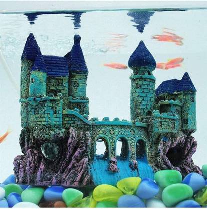 Mistletoe Aquarium small Castle Fish Beautiful Aquarium Decoration (16 x 6.5 x 13 cm) Laterite Unplanted Substrate