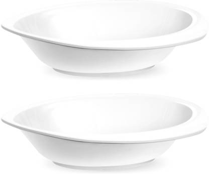 MILTON Melamine Serving Bowl Ambiant Melamine Bowl, White, Set of 2, 1500 ml Each, (12")
