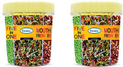 Victuals 5 in 1 Gulab Mukhwas, Punjabi Mukhwas, Colorful Saunf, White Madrasi Saunf, Green Madrasi Saunf Mouth Freshener
