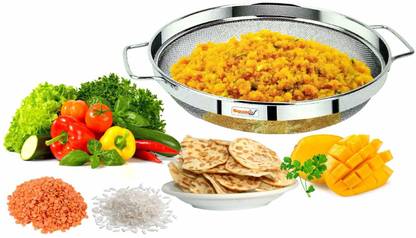 SQUARO Stainless Steel Puran Jali/Chalan Strainer Juice Soup Filter (Dia-23.5 CM) Colander