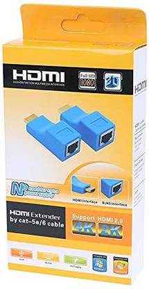 TERABYTE HDMI Adapter 0.05 m HDMI Extender by Ethernet LAN Cable TX/RX Adapter Cat 5E/6/6E, HDMI to RJ45 Network Cable Extender HD Converter Adapter Repeater Over Cat 5E/6/6E Support 1080p up to 30m Transmission Distance