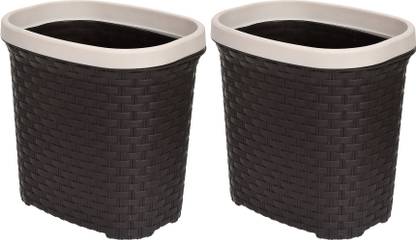 KUBER INDUSTRIES Open Plastic Dustbin Without Lid|Garbage Bin| 7 Litre- Pack of 2 (Grey) Plastic Dustbin