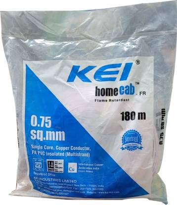 KEI FR PVC 0.75 sq/mm White 180 m Wire