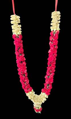 3A Featuretail 1pc Artificial Roses Garland, Red Roses Jaimala/Varmala, Mala for Photo Frame Garland