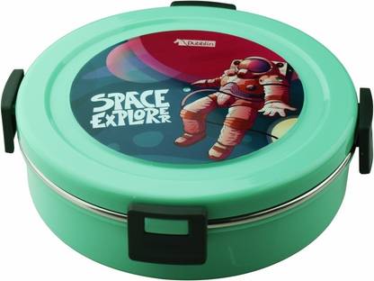 DUBBLIN Tweaty Stainless Steel Round Insulated Airtight with spoon Green 2 Containers Lunch Box