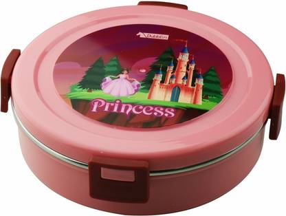 DUBBLIN Tweaty Stainless Steel Round Insulated Airtight with spoon Pink 2 Containers Lunch Box