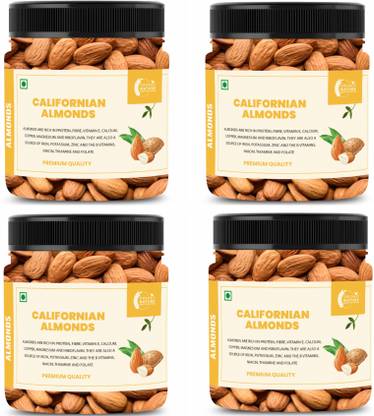 ORGANIC NATURE California Almonds 1 Kg, Badam Jumbo Size (Jar Pack) 250g Each Almonds