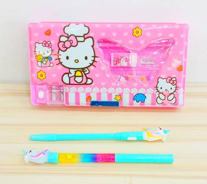 स्टाइल माय होम Jumbo Pencil Case With Unicorn Liquid Filled and LED Gel Pen कार्टून आर्ट EVA पेंसिल बॉक्स