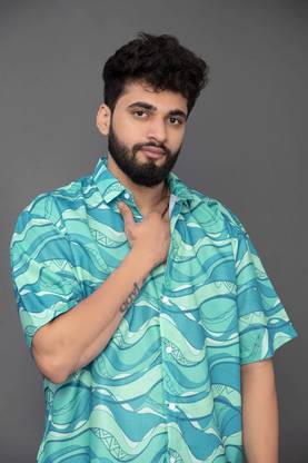 METRONAUT Men Printed Casual Blue Shirt