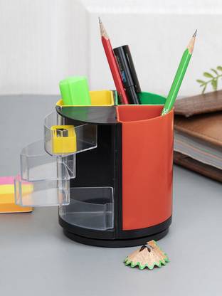 MARKET 99 4 Compartments Plastic Pen Holder