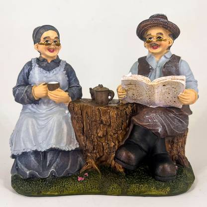 Elegant Lifestyle Dada Dadi Couple Gift for Senior Citizen/ Grandfather/mother or Anniversary Decorative Showpiece  -  11 cm