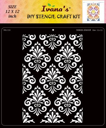 IVANA'S Modern Wall Design Stencil for Art & Craft , Reusable DIY Decorative Stencil IVS-1151 for Painting on Canvas, Fabric, Cloth, Paper, Glass and Wall,Size-12 x 12 inch, Stencil