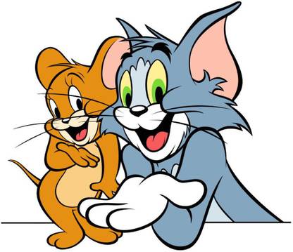 AK GRAPHICS 60 cm Smiling tom and jerry wall sticker Self Adhesive Sticker